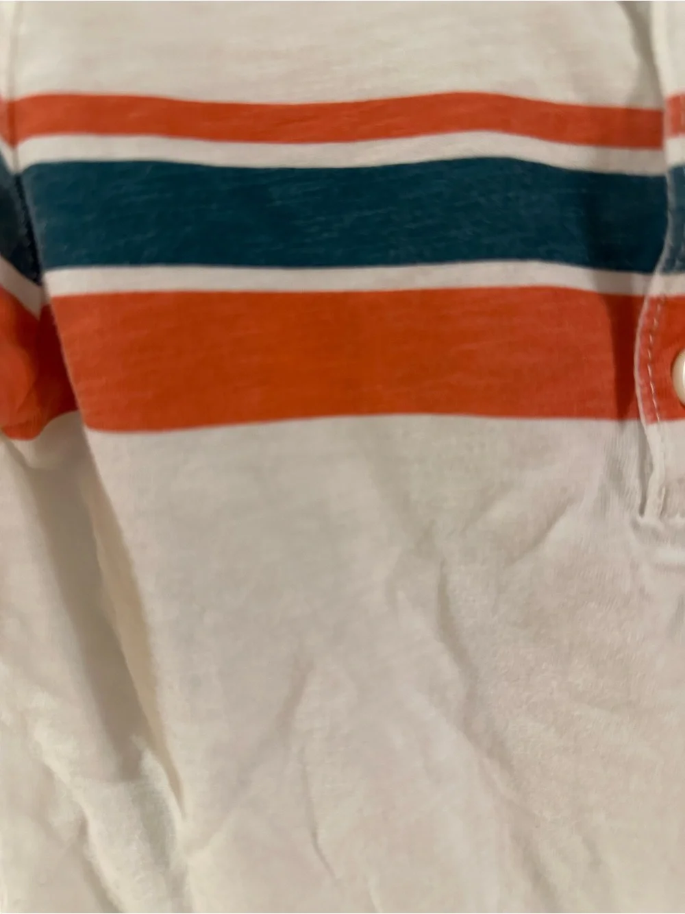 Carter's White Short Sleeve Henley with Orange and Teal Stripes